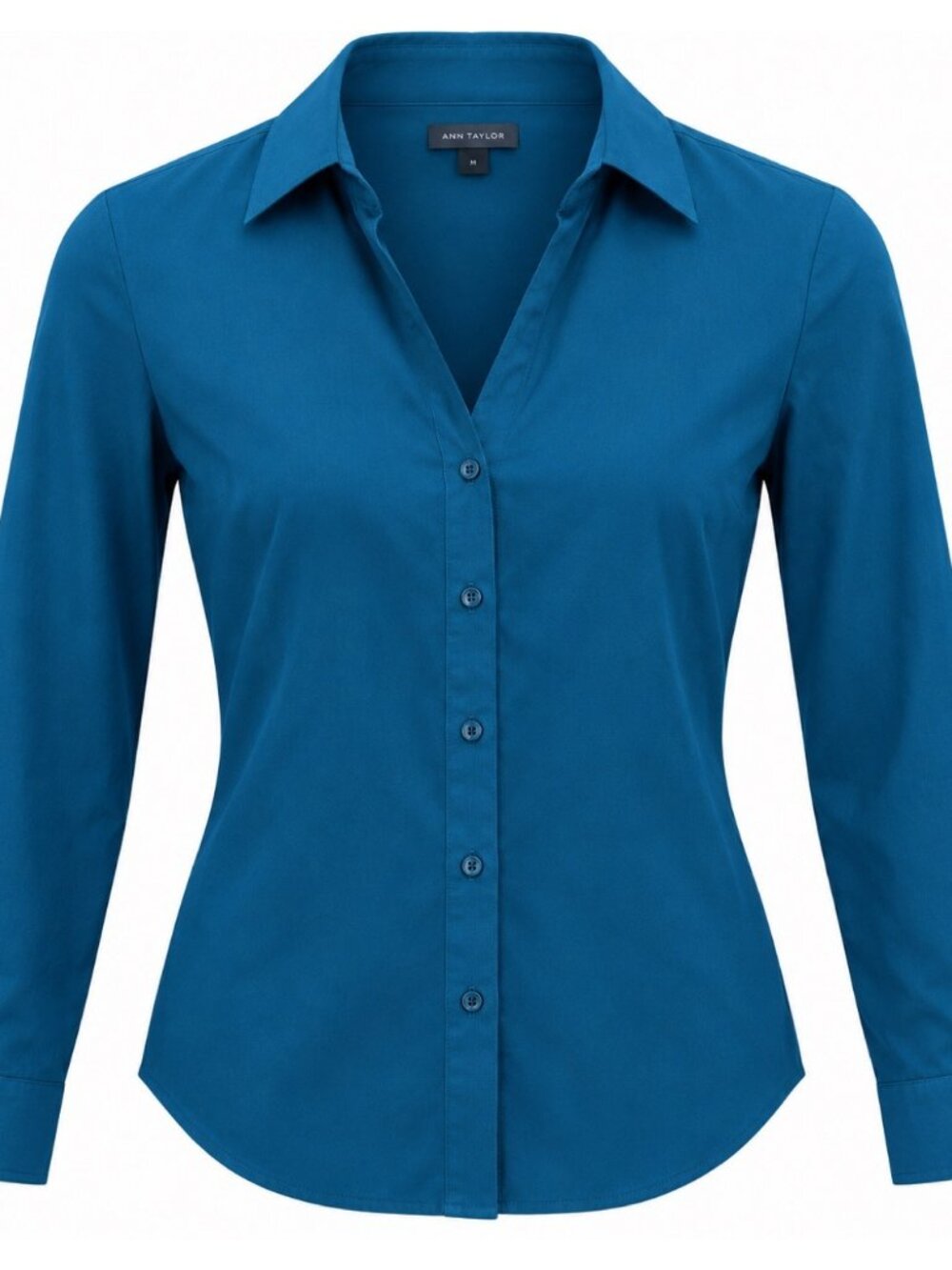 Ann Taylor Teal Blue Button-Down Shirt M